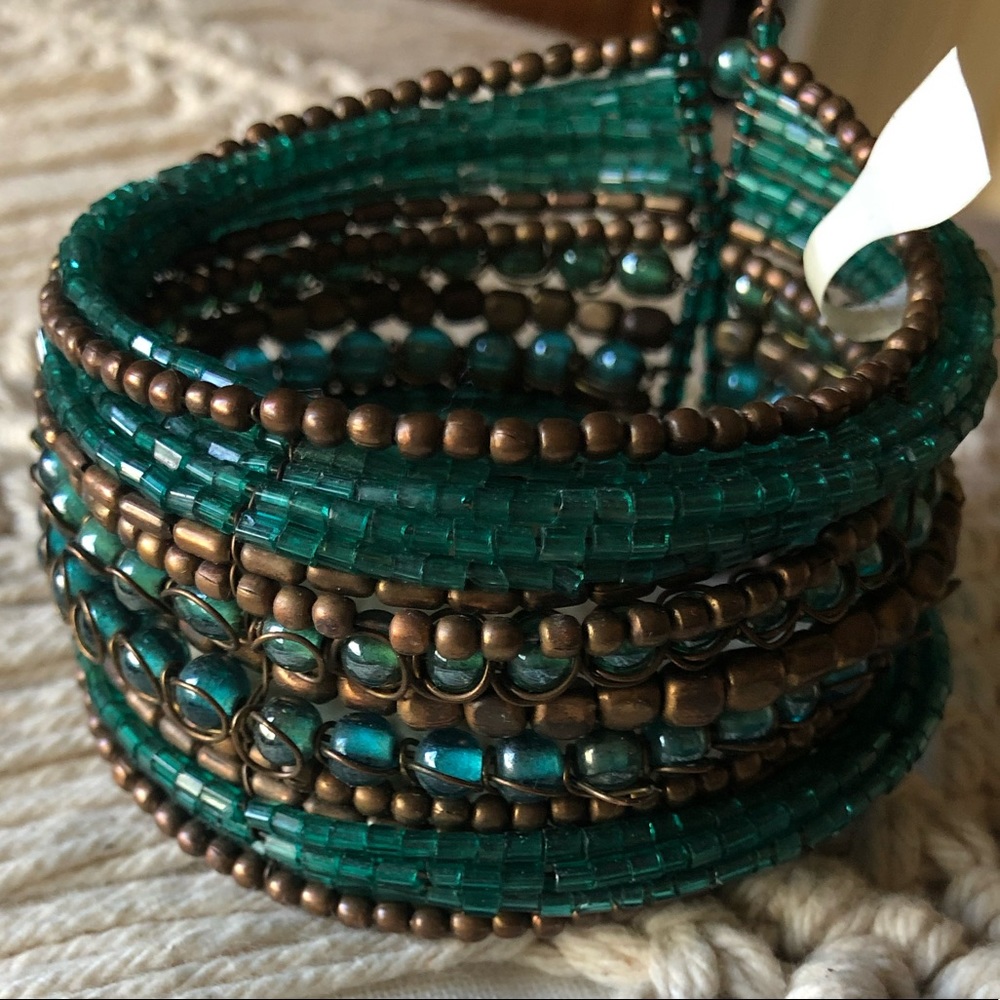 Bracelet Beaded Green Teal